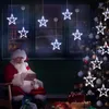 ナイトライトクリスマススターウィンドウ吸引カップ操作白色ライトハンギングランプ