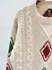 102003 2024 Подиум Весна Лето Брендовый свитер в одном стиле Синий Розовый Топ с длинным рукавом с круглым вырезом Женская одежда Высококачественная женская одежда qian