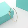 Bracelet bracelet de créateur bracelets de luxe classique Double T bracelet ouvert petite amie bijoux avec bracelet diamant cent