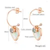 Boucles d'oreilles mode titane acier inoxydable amour coeur coquille blanche plaqué or Rose mariage pour femmes E17099