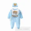 Ins Baby Love Hearts Cartoon Bear Rompers Infant Girlsレタープリントラペル長袖ジャンプスーツ