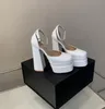 Sandali con punta quadrata con tacco alto Tacchi 14CM Piattaforma con acqua alta Spettacolo da passeggio Scarpe con tacco alto Cintura con fibbia con diamanti Scarpe da donna