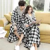 Vrouwen Winter Lange Warme Flanellen Badjas Mannen Capuchon Plaid Plus Size Coral Fleece Kimono Gewaden Lange Mouw Badjas Pijamas 240109