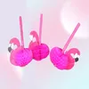 Plastic rietjes drinken voor verjaardagsbruilingsteam Bruid Hen Party Decoratie Baby Shower Gift Craft Diy Favor Flamingo Design7713616