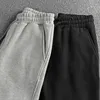 Men's Pants Natural Wash Solid Color Simple Casual Sweatpants Heavy Plus Fleece Thick Drawstring Waist Sports Corset