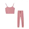 Women's Two Piece Pants Woman 2 Pieces Set Sleeveless Crop Top Short Casual Sport Long Fitness Wear Outfit