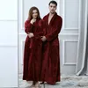 Mulheres homens flanela térmica longo banho robe inverno luxo pele roupão quente quimono roupão sexy dama de honra sleepwear 240109