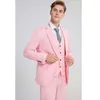 Męskie garnitury Chic Pink Men 3 -częściowy styl Anglii Formal Groom Wedding Tuxedo Elegancka impreza balowa męska garnitur Slim Fit (Blazer Vest Pants)