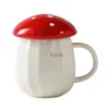 Tazze Tazza da caffè in ceramica con coperchio Decorazione a forma di fungo Tazza da caffè Funghi carini Regalo per la casa Facile da usare e pulire Bordi lisci YQ240109