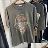 Men'S Plus Tees Polos Real Pics Heavy Fabric T-Shirt Men Women Vintage Font Printing Black Khaki Short Sleeve Drop Delivery Appare Dhwxy