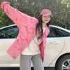 Primavera outono rosa denim jaqueta feminina doce solto manga longa mulher rosa impressão jean outerwear oversized S-5XL moda rua topo 240104