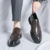 Dress Men Business Formal Oxfords Footwear Black Prom Modna Moda Wedding Leather Office Oxford Buty