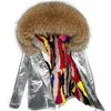 Maomaokong Rabbit Fur Lined Parka Natural Real Coat Silver Winter Jacket Women Raccoon Fox Collar Warm Parkas 240108