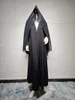 Etniska kläder svart broderi hijab abaya för kvinnor dubai cardigan muslimska abayas med halsduk set party klänning kaftan lång mantel kaftan