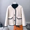 Chaquetas de mujer 2024 Chaqueta coreana Xiaoxiangfeng Moda femenina Imitación de lana de cordero Abrigo de piel para mujer Outwear Otoño Invierno Top corto Mujer