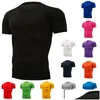 Mens Camisetas Quick Dry Running Compression T-Shirt Respirável Terno Fitness Apertado Sportswear Equitação Camisa de Manga Curta Treino Drop De Otw3D