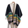 Fashion Cashmere Women's Fashionable Air Conditioned Room Sal, Thousand Bird Grid Color Matching, Elegant Long Scarf, Short Beard Tassel