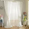 Korean Creative White Lace 3D Rose Curtain Voile Anpassade fönsterskärmar för äktenskap vardagsrum sovrum franska Tende 240109