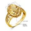 Anello in oro giallo con citrino per donna 10 * 14mm pietra ovale con taglio Art Deco Fortuna gioielli con pietre portafortuna Tendenza regalo di lusso per feste di nozze 240109