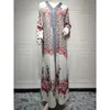 ملابس عرقية Abayas Muslim Maxi Dress Women Embroidery v RECK REBES Summer Fashion Print Print Areg Dubai Islamic Party