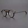 Klasyczne okrągłe okulary octanu mężczyźni Mężczyźni retro kółka recepty optyczne okulary czytania optyczne rama japońska ręcznie robiona 240109