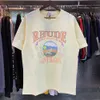 Mode d'été Nouveau t-shirt Rhude T-shirt de créateur pour hommes T-shirt d'entraînement pour hommes T-shirts surdimensionnés T-shirt 100% coton T-shirts rhude vintage à manches courtes US Taille am