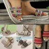 2024 Diapositives de concepteur Été Plat Femmes Chaussures Chanvre Corde Ensemble Pied Plage Mule Sandales En Plein Air Tout-Match Pantoufles Occasionnelles Mules Grande Taille Femmes Sandales