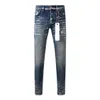 Herren Jeans Skinny Distress Ripped Destroyed Stretch Biker Denim Streetwear Weiß Schwarz Blau Slim Fit Hip Hop Hosen für Männer US Größe 28-40 6FME