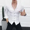 Abbigliamento uomo Camicie a maniche lunghe primaverili di alta qualità Camicie eleganti da uomo casual con scollo a V slim fit Taglie forti S-4XL 240109