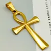 Pendant Necklaces Gold Color Cross Necklace For Men Boy Anka Egypt Glossy Men's Stainless Steel Crucifix Egyptian Amulet Male Jewelry