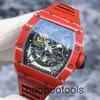 Richardmill Mens Swiss Luxury Watches Mechanical Wristwatches Richardmill RM3502 FQ Red Magic Red NTPT Carbon Fiber Material Hollow Automatic Mechanical ASDG R03