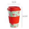 Tassen Hitzebeständigkeit Bambusfaser Becher Kaffeetassen mit Silikondeckel Tee Milch Bär Tasse Trinkgeschirr Wasserflasche 470 ml YQ240109