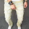 Men's Jeans Stylish Vintage Men Spliced Loose Straight Wide Leg Trousers Autumn High Quality Male Distressed Casual Denim Pants