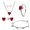 Fabbrica s925 argento brillante cuore rosso pendente con ciondolo braccialetto originale gioielli fai da te regalo di San Valentino da donna