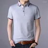 Herrpolos kpop modestil harajuku smal fit ropa hombre löst kontor lady t-shirts lapel solid knapp tshirts kort ärm polo skjorta