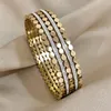 Bangle DODOHAO Stainless Steel Chunky Geometric Round Bead Chain Wide Bracelet For Women Gold Plated Waterproof Jewelry