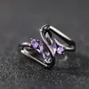 Anneaux de cluster Anneaux de mariage d'intérêt spécial femmes plaqué noir avec violet Marquise cubique zircone personnalité cadeau pour bijoux de fête YQ240109