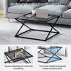 27.6" Modern Small Coffee Table Center Table Glass-Top Clear Square Coffee Tables for Living Room Home Office, Minimalist Design Easy Assembly, Tempered Glass