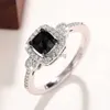 Cluster Rings CAOSHI Trendy Black Crystal Finger Ring Female Modern Style Accessories for Engagement Ceremony Exquisite Stylish Lady Jewelry YQ240109