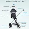 Dog Carrier 3in1 Foldable Pet Stroller With Detachable Storage Basket Lightweight Cat Trolley For Travel