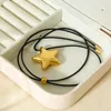 Pendant Necklaces INS Trend 16K Gold Plated Stainless Steel Hollow Out Star Cord For Women Charm Jewelry Gift