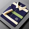 Polo de rayas clásico de verano para hombre, Polo informal de negocios bordado de manga corta de algodón para hombre, gota 240109