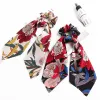 Floral Print Hair Bands Scrunchie Streamer Accessories Women Girl Ponytail Holder Elastic Scrunchies Turban Horsetail Hair Ties 50pcs BJ