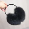 Real Raccoon Fur Hang Ear Cover Warm Winter Earmuffs Headwear Muffs Cold Warmer Protection Pannband 240108