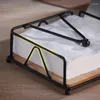 Hooks Flat Napkin Dispenser With Weighted Arm For Kitchen Dining Table Rustic Metal Holder Paper Storage Rack Wooden Base