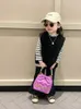 Princess Children Luxury Design Diamond Lattice Leather Handbag Pearl Handle Toddler Kids Little Girl Sweet Crossbody Purse 240108