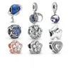 Yeni Sterling Sier kalp şeklindeki cazibe yıldızları ve ay ışıltılı cz boncuklar kadınlar için tava bileziği fit DIY mücevher çift hediyesi