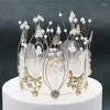 Grampos de cabelo 1 peça pena redonda princesa coroa tiaras artesanais pérola casamento acessórios de noiva joias