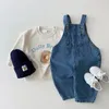 Baby Boy Solid Denim Overalls Child Jean Bib Pants Infant Jumpsuit Children's Clothing Kids Overalls Autumn Girls Outfits 240108