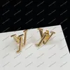 Gold full diamond charm stud earrings designer letter earring Stainless Steel aretes orecchini earing for women woman party wedding gift engagement jewelry